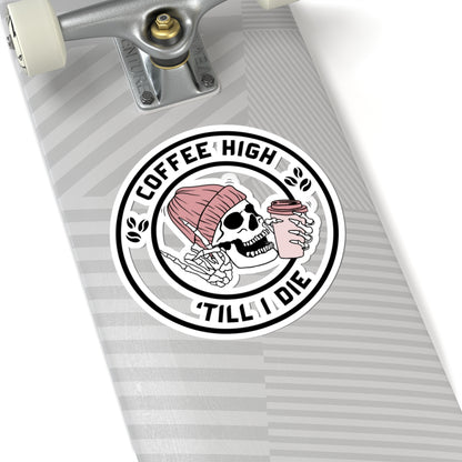 Coffee High Skully Sticker