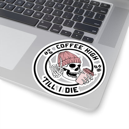 Coffee High Skully Sticker