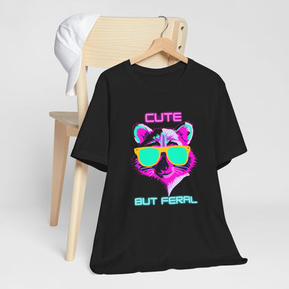 Cute But Feral Raccoon Shirt – Funny Neon Animal Graphic Tee for Girls Who Don’t Play Nice