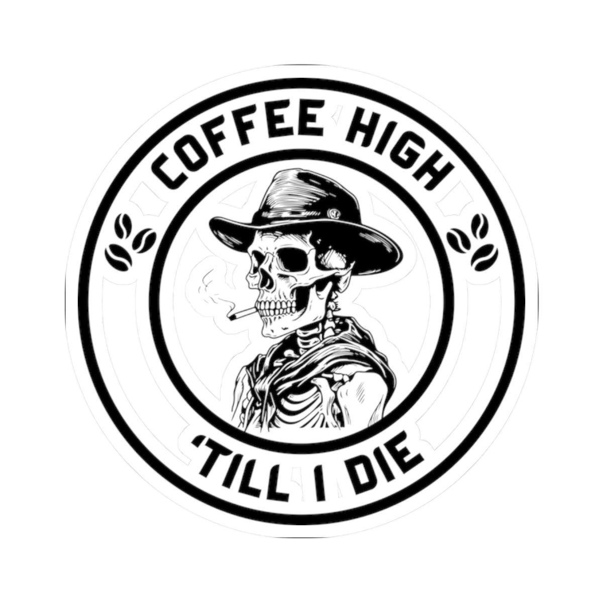 Coffee High Skeleton Sticker